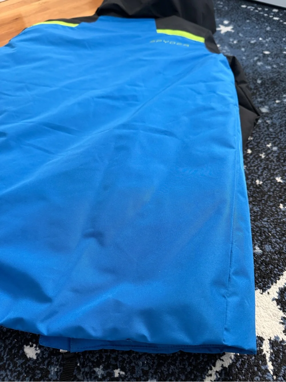 Spyder Boys Blue, Black & Lime Hooded Rain Jacket